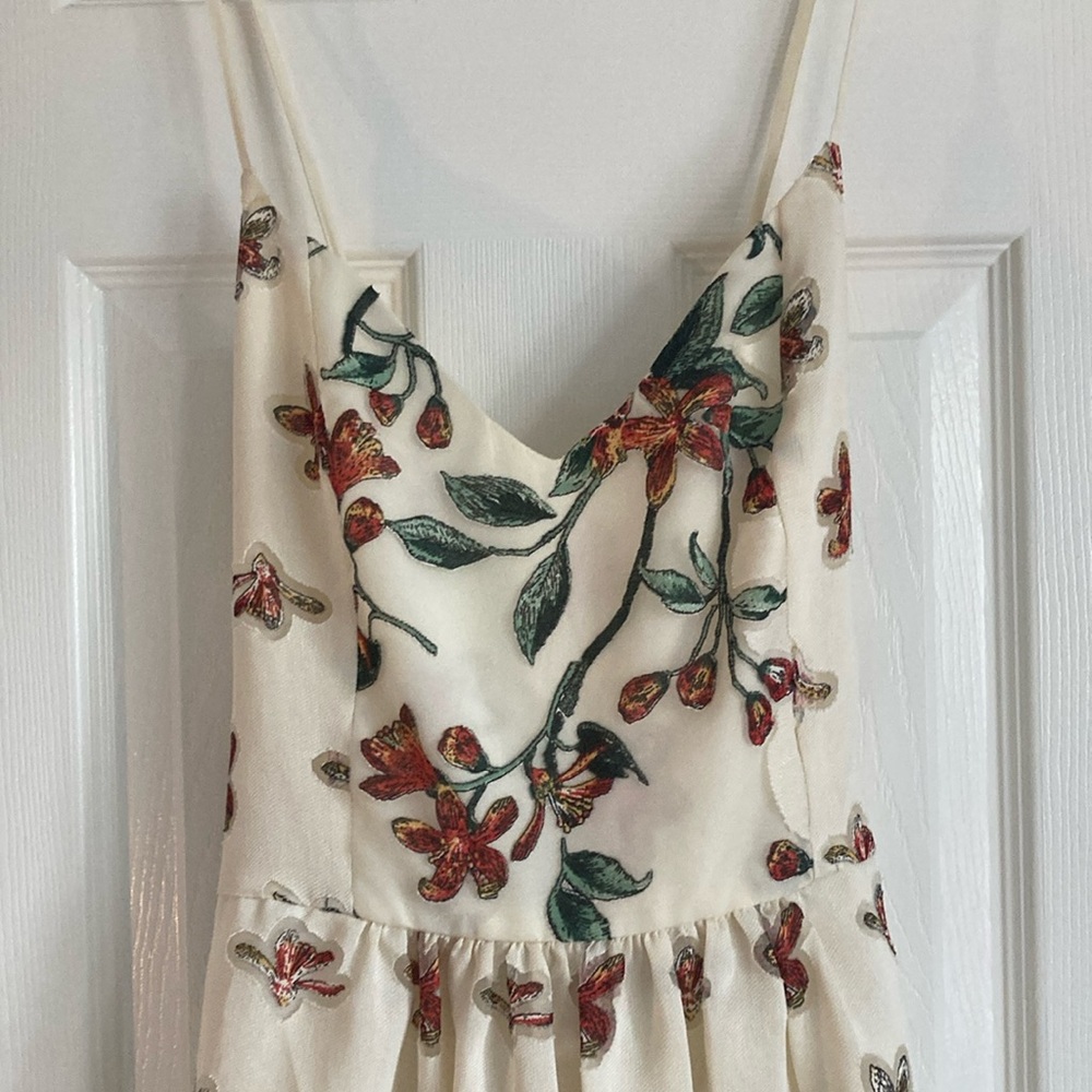 BCBGeneration Cream and Red Maxi Sundress Spaghetti Strap